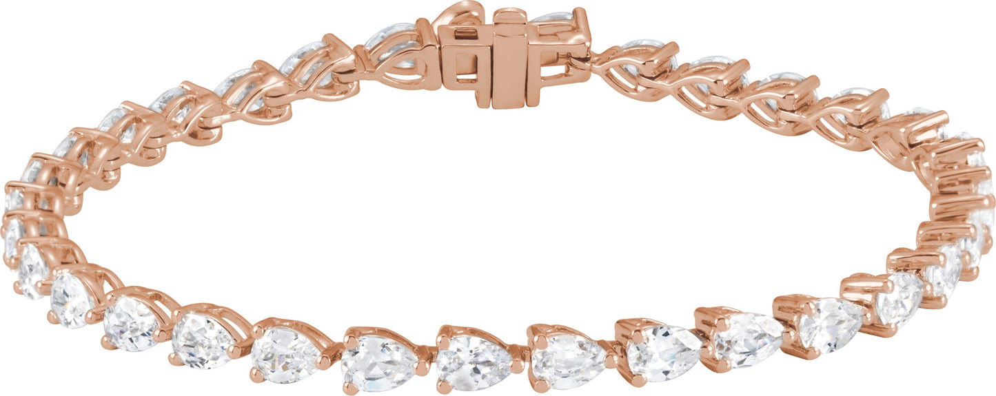 6 1/2 Ctw Pear Lab-Grown Diamond Line Bracelet - Rose Gold - Lab Grown Diamond