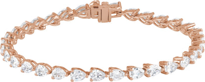 6 1/2 Ctw Pear Lab-Grown Diamond Line Bracelet - Rose Gold - Lab Grown Diamond