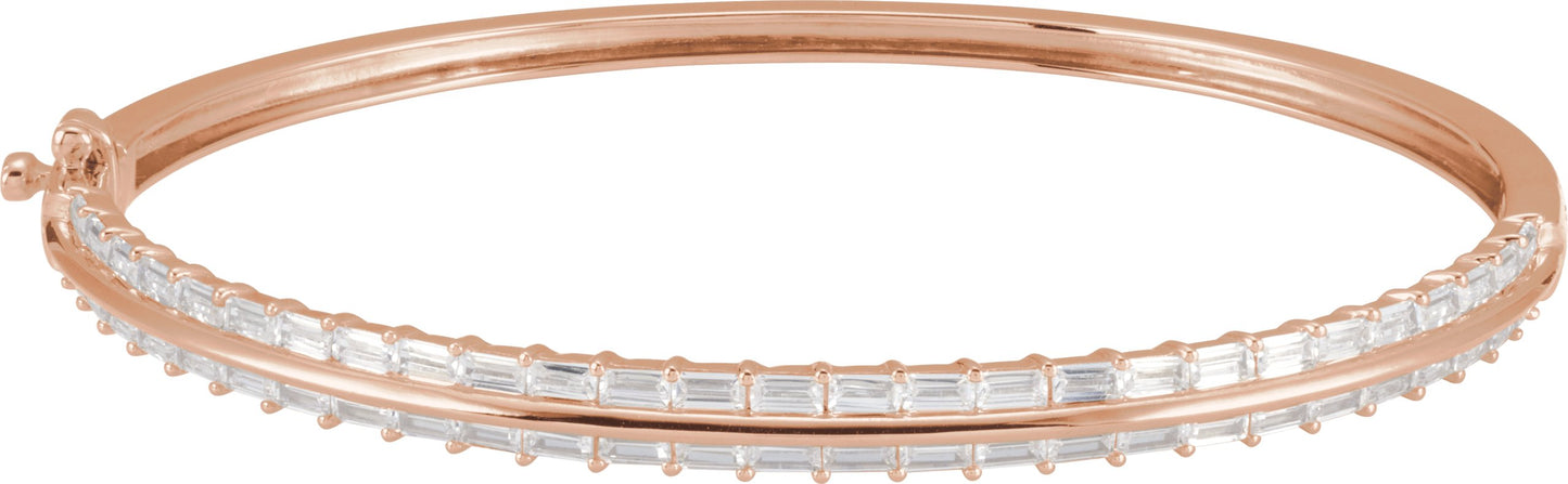 2 1/6 Ctw Straight Baguette Lab-Grown Diamond Bangle Bracelet - Rose Gold - Lab Grown Diamond