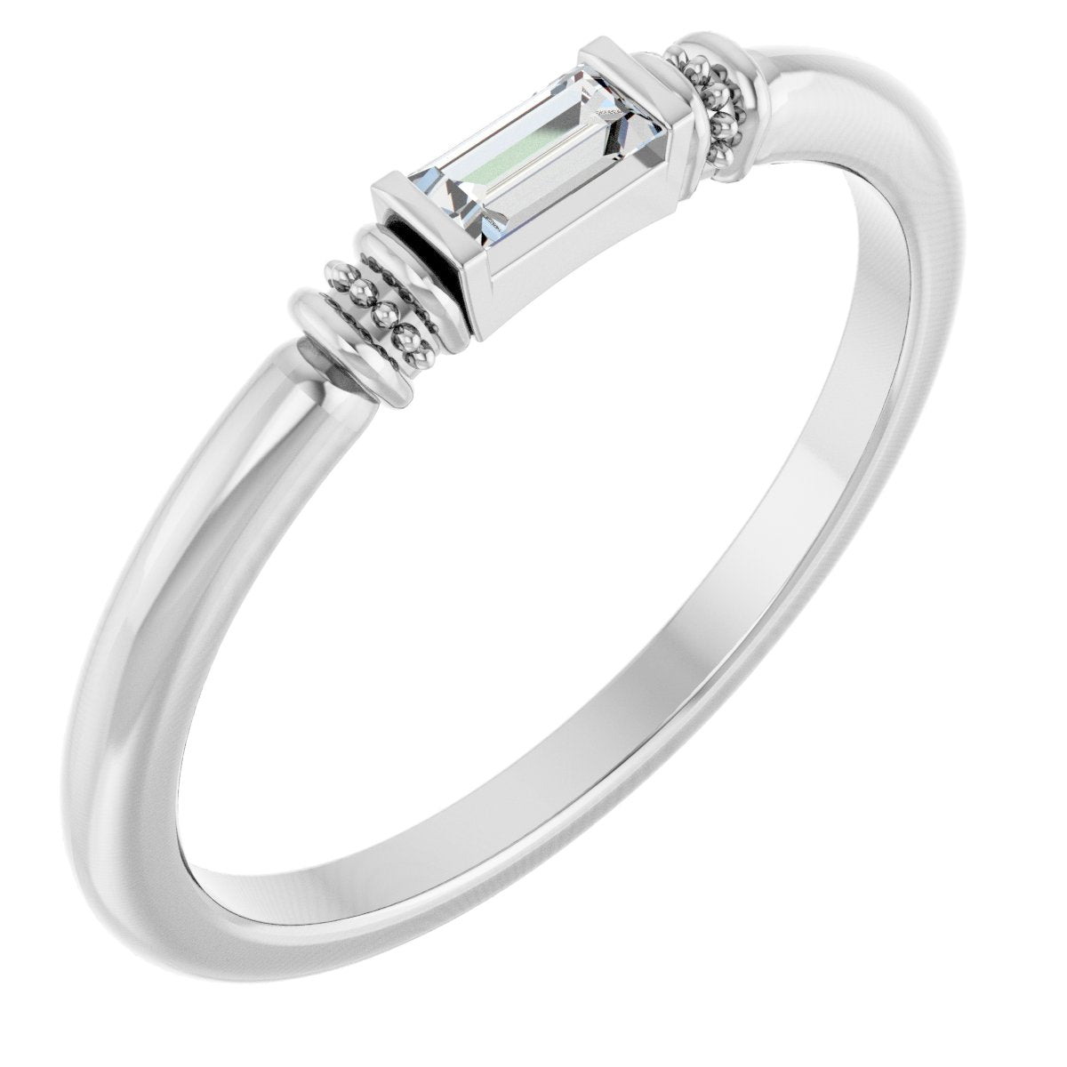 Lab-Grown Moissanite Stackable Ring - White Gold