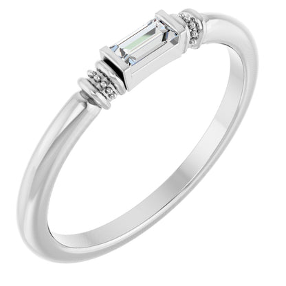 Lab-Grown Moissanite Stackable Ring - White Gold