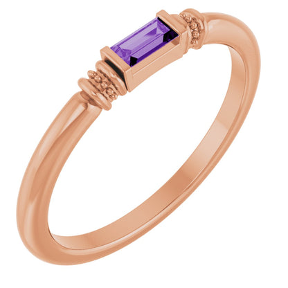 Lab-Grown Purple Sapphire Stackable Ring - Rose Gold