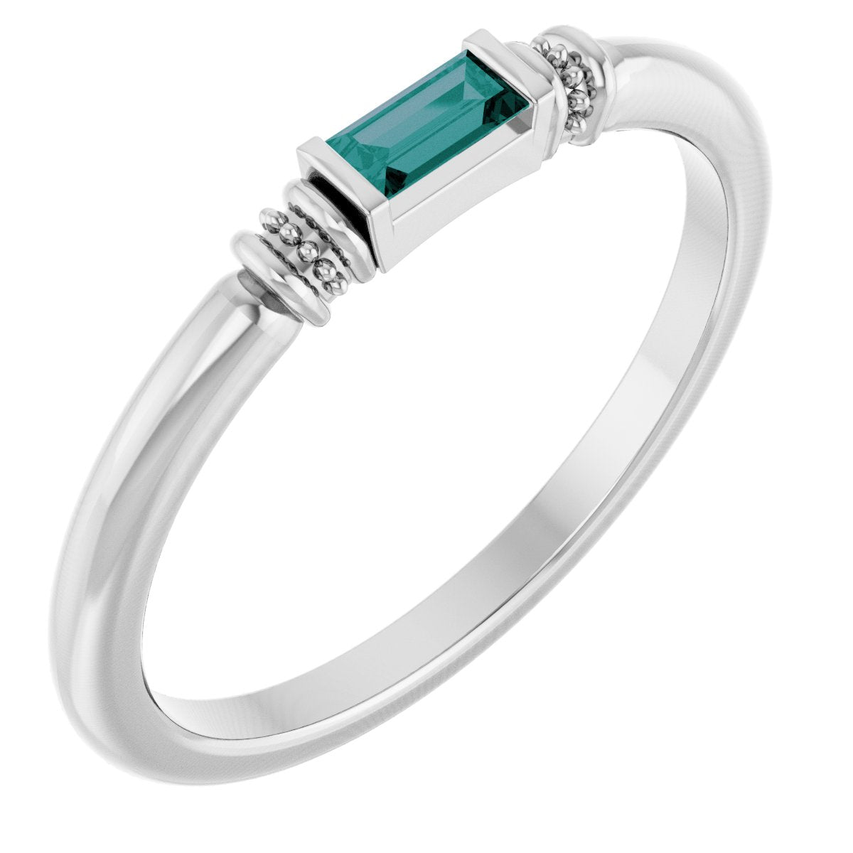 Lab-Grown Alexandrite Stackable Ring - White Gold