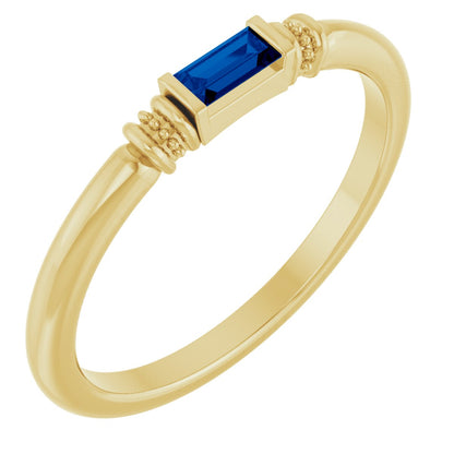 Lab-Grown Blue Sapphire Stackable Ring - Yellow Gold