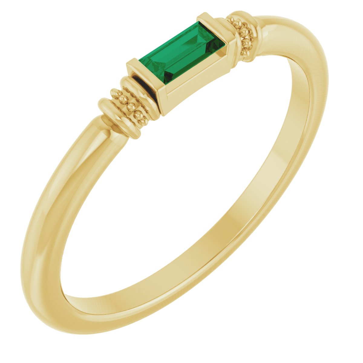 Lab-Grown Emerald Stackable Ring - Yellow Gold