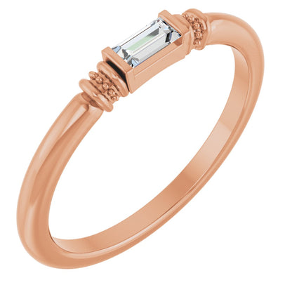 Lab-Grown Moissanite Stackable Ring - Rose Gold