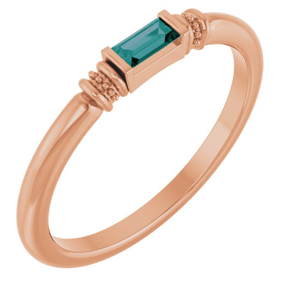 Lab-Grown Alexandrite Stackable Ring - Rose Gold