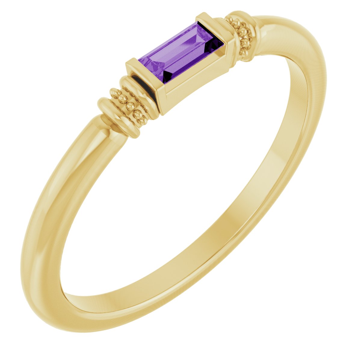 Lab-Grown Purple Sapphire Stackable Ring - Yellow Gold