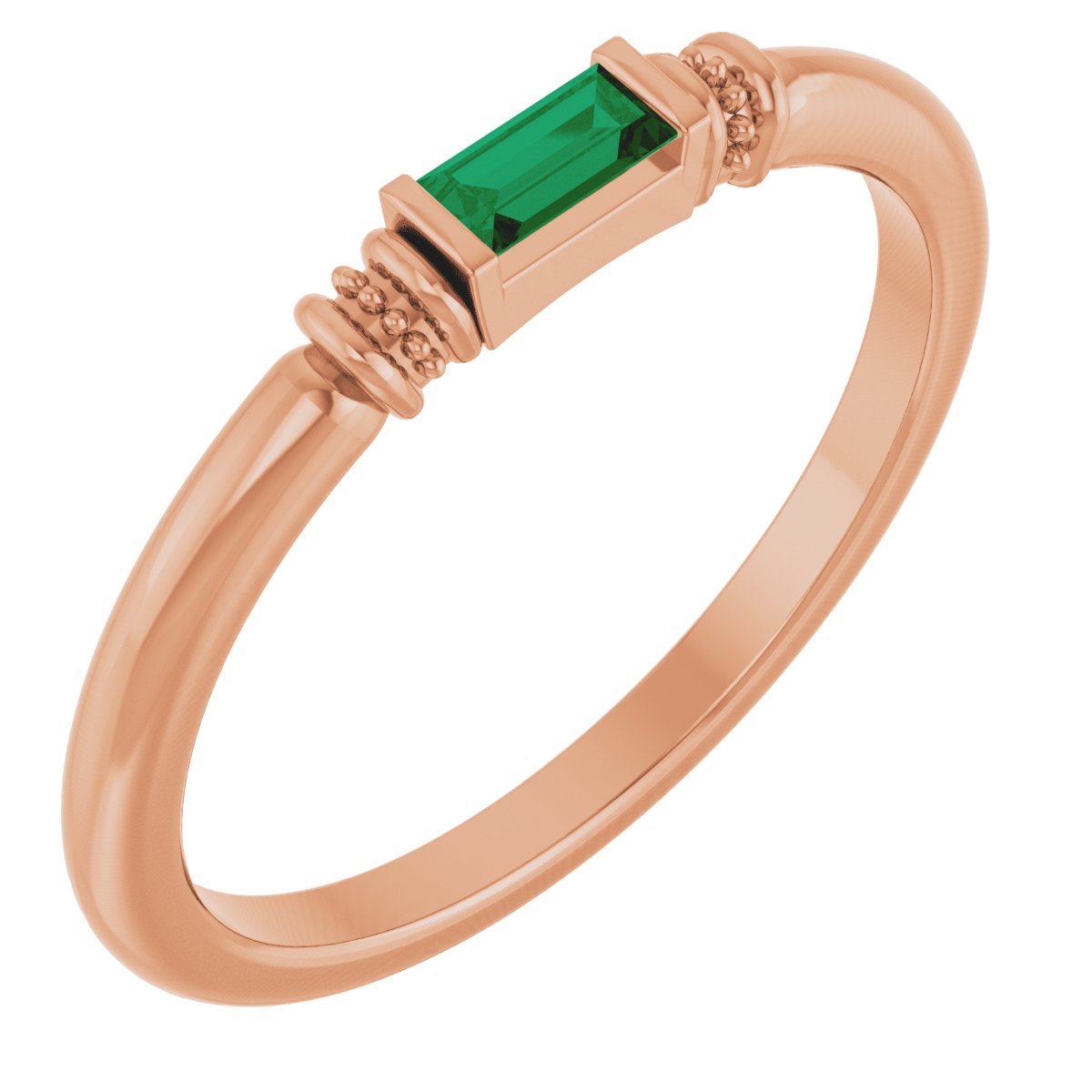 Lab-Grown Emerald Stackable Ring - Rose Gold