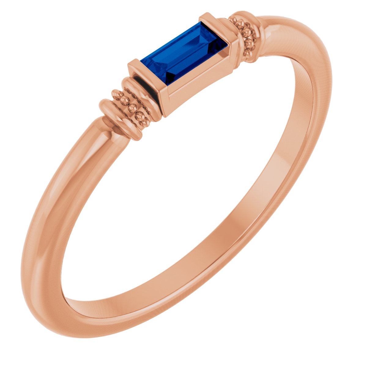 Lab-Grown Blue Sapphire Stackable Ring - Rose Gold