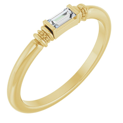 Lab-Grown Moissanite Stackable Ring - Yellow Gold