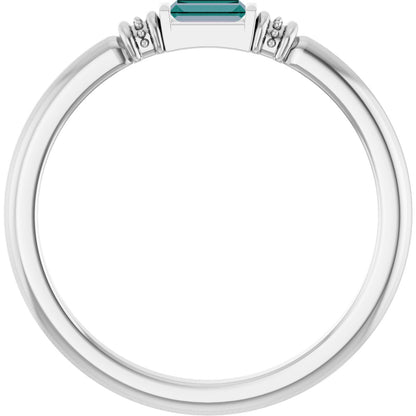 Lab-Grown Alexandrite Stackable Ring - White Gold