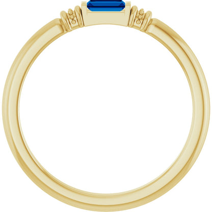 Lab-Grown Blue Sapphire Stackable Ring - Yellow Gold