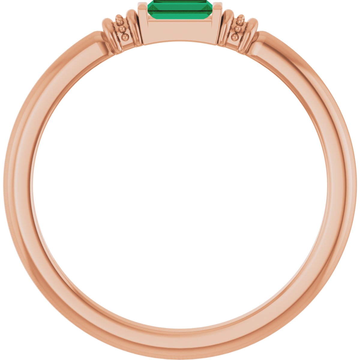 Lab-Grown Emerald Stackable Ring - Rose Gold