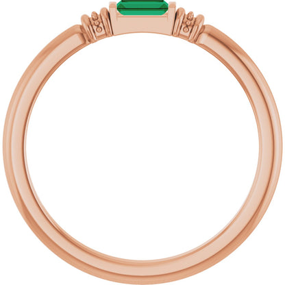 Lab-Grown Emerald Stackable Ring - Rose Gold