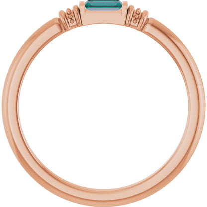 Lab-Grown Alexandrite Stackable Ring - Rose Gold