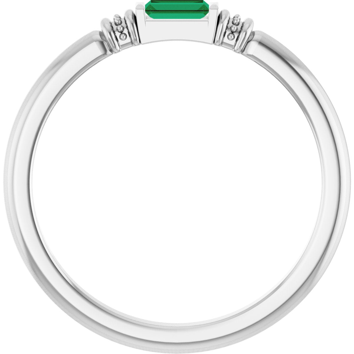 Lab-Grown Emerald Stackable Ring - White Gold