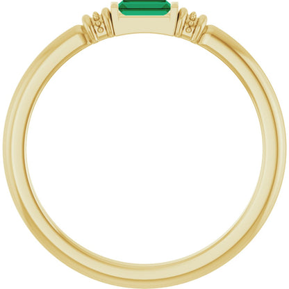 Lab-Grown Emerald Stackable Ring - Yellow Gold