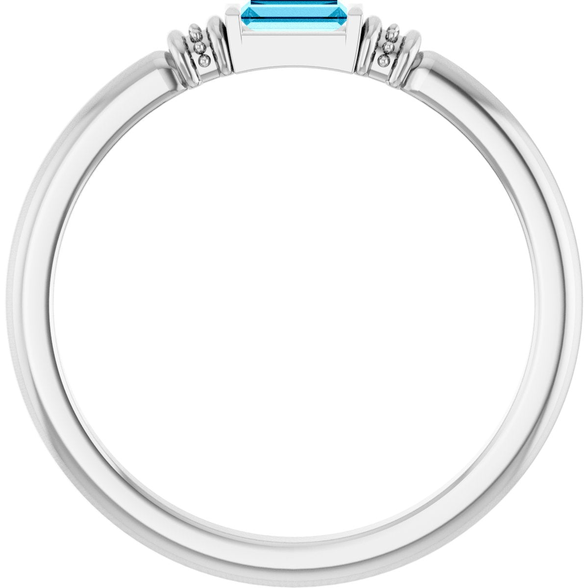 Lab-Grown Aqua Sapphire Stackable Ring - White Gold