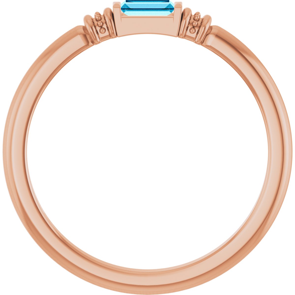Lab-Grown Aqua Sapphire Stackable Ring - Rose Gold