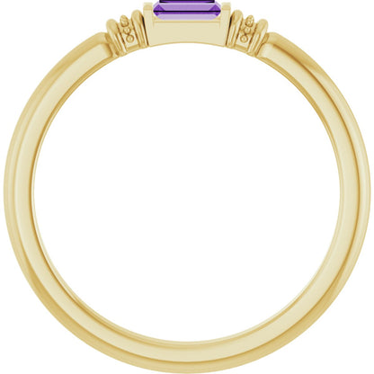 Lab-Grown Purple Sapphire Stackable Ring - Yellow Gold