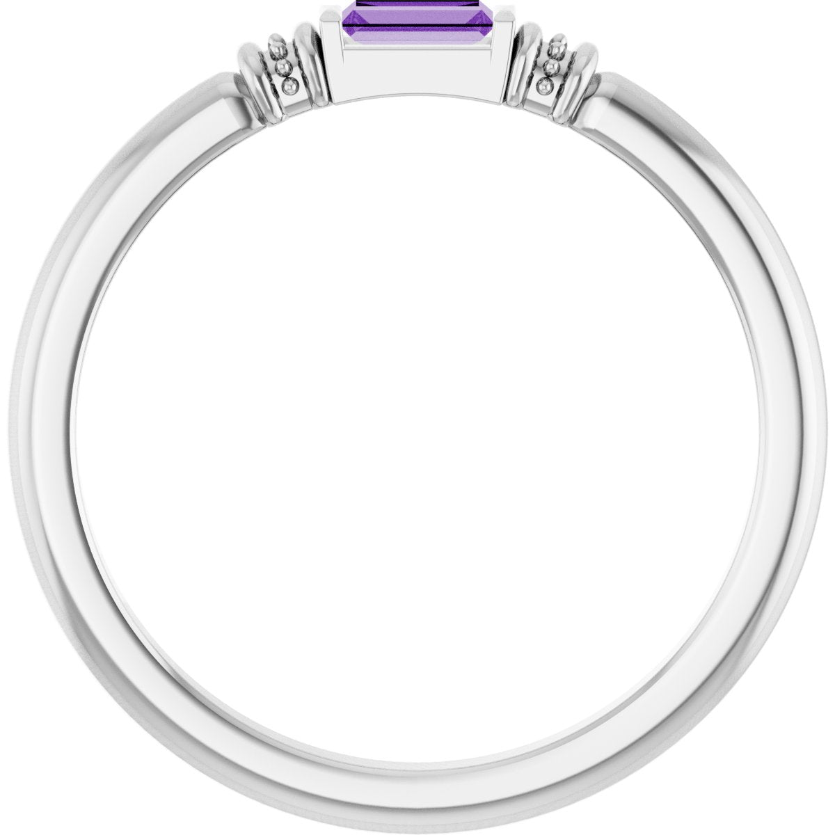 Lab-Grown Purple Sapphire Stackable Ring - White Gold
