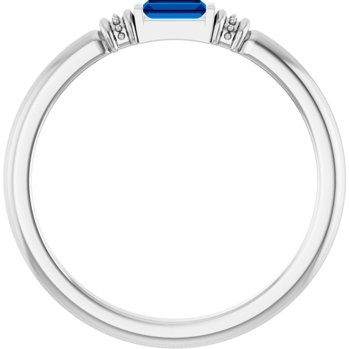 Lab-Grown Blue Sapphire Stackable Ring - White Gold