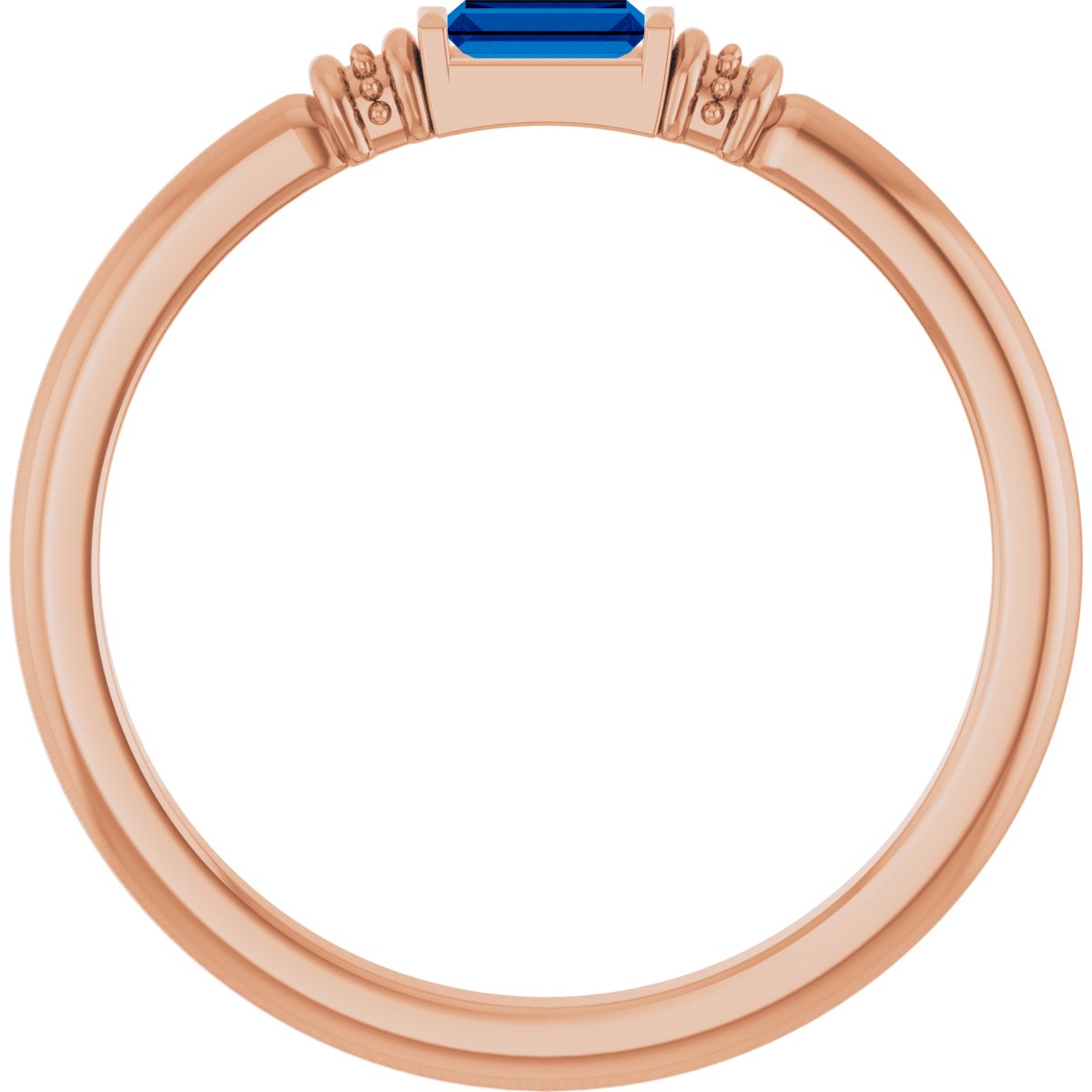 Lab-Grown Blue Sapphire Stackable Ring - Rose Gold