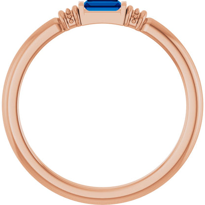 Lab-Grown Blue Sapphire Stackable Ring - Rose Gold