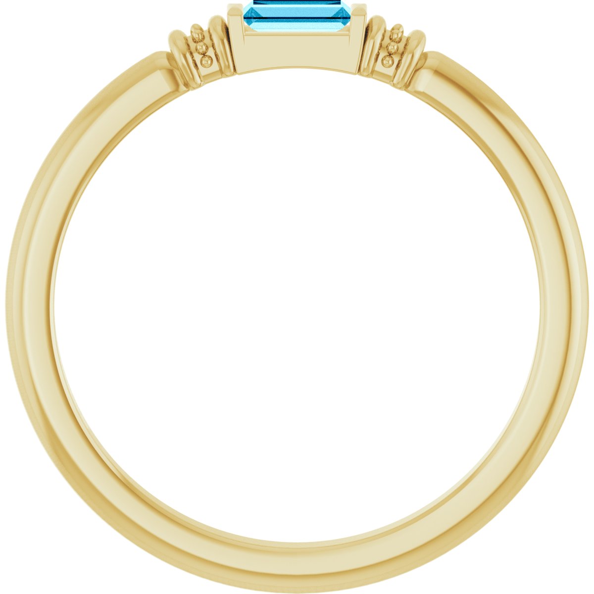 Lab-Grown Aqua Sapphire Stackable Ring - Yellow Gold