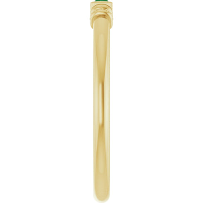 Lab-Grown Emerald Stackable Ring - Yellow Gold