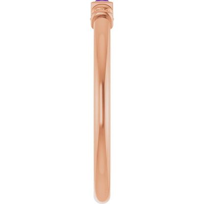 Lab-Grown Purple Sapphire Stackable Ring - Rose Gold