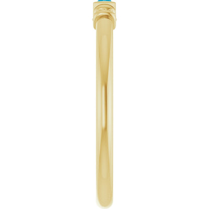 Lab-Grown Aqua Sapphire Stackable Ring - Yellow Gold