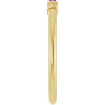 Lab-Grown Purple Sapphire Stackable Ring - Yellow Gold