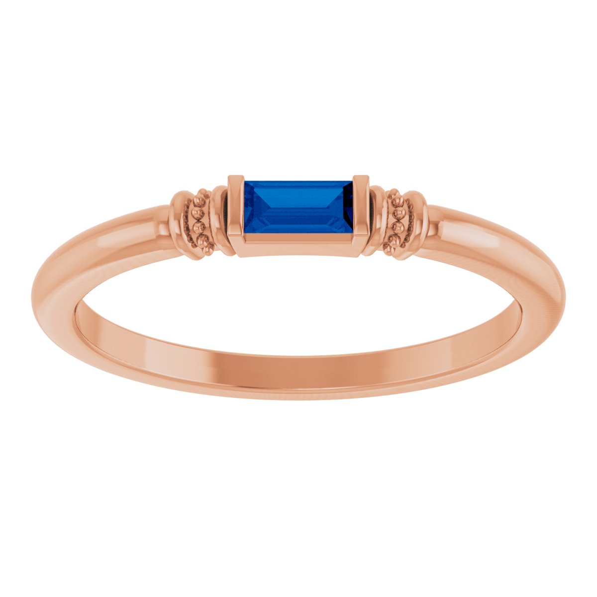 Lab-Grown Blue Sapphire Stackable Ring - Rose Gold