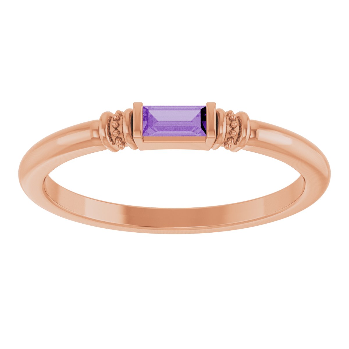 Lab-Grown Purple Sapphire Stackable Ring - Rose Gold