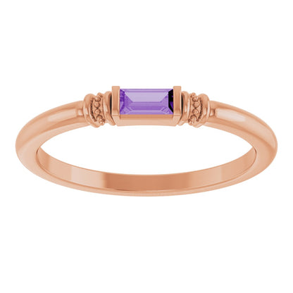 Lab-Grown Purple Sapphire Stackable Ring - Rose Gold