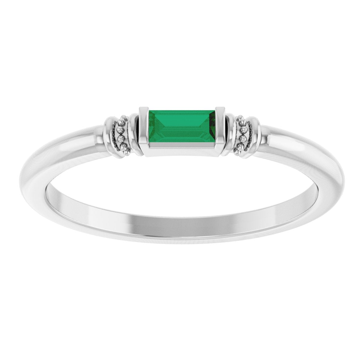 Lab-Grown Emerald Stackable Ring - White Gold