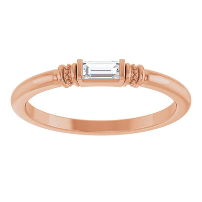 Lab-Grown Moissanite Stackable Ring - Rose Gold