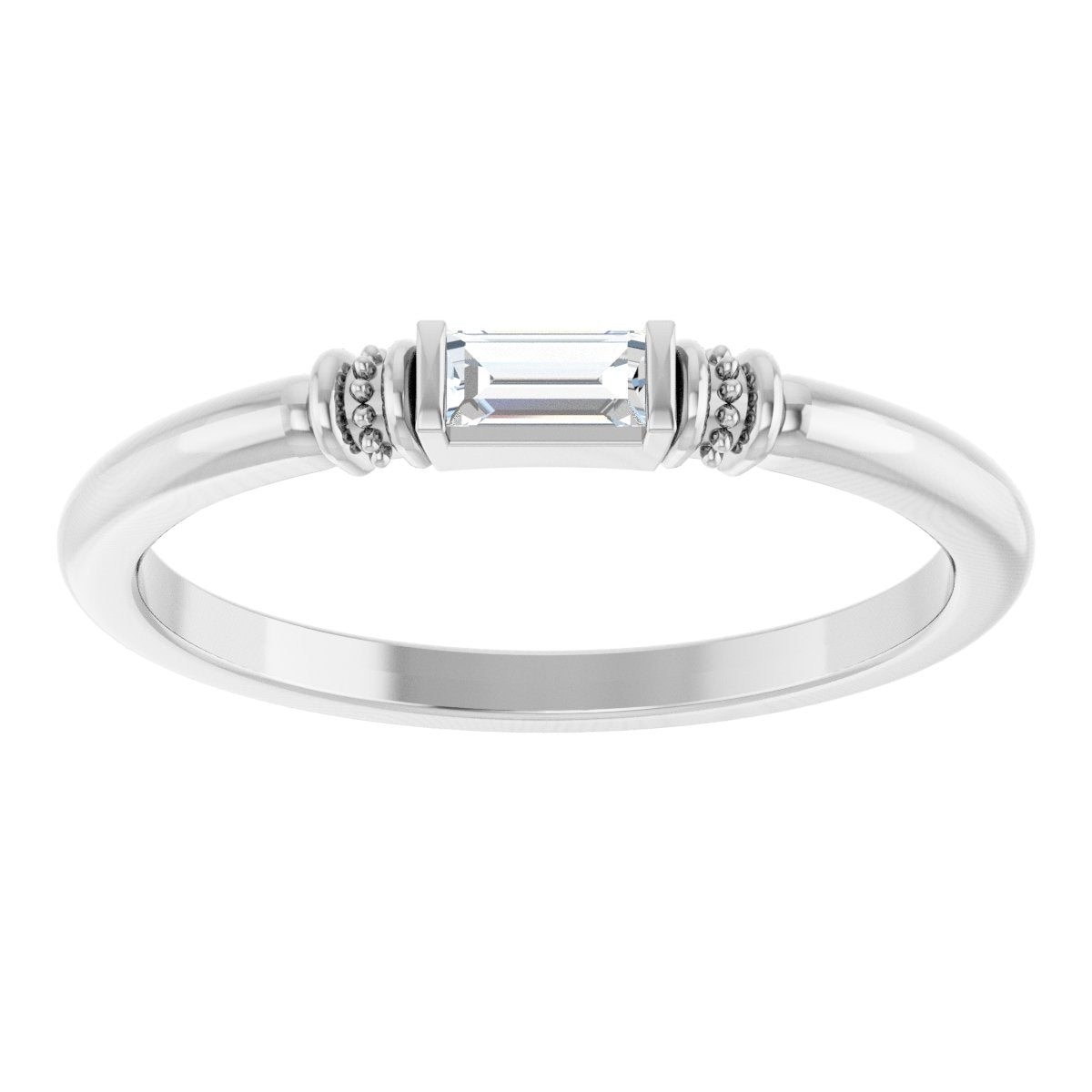 Lab-Grown Moissanite Stackable Ring - White Gold