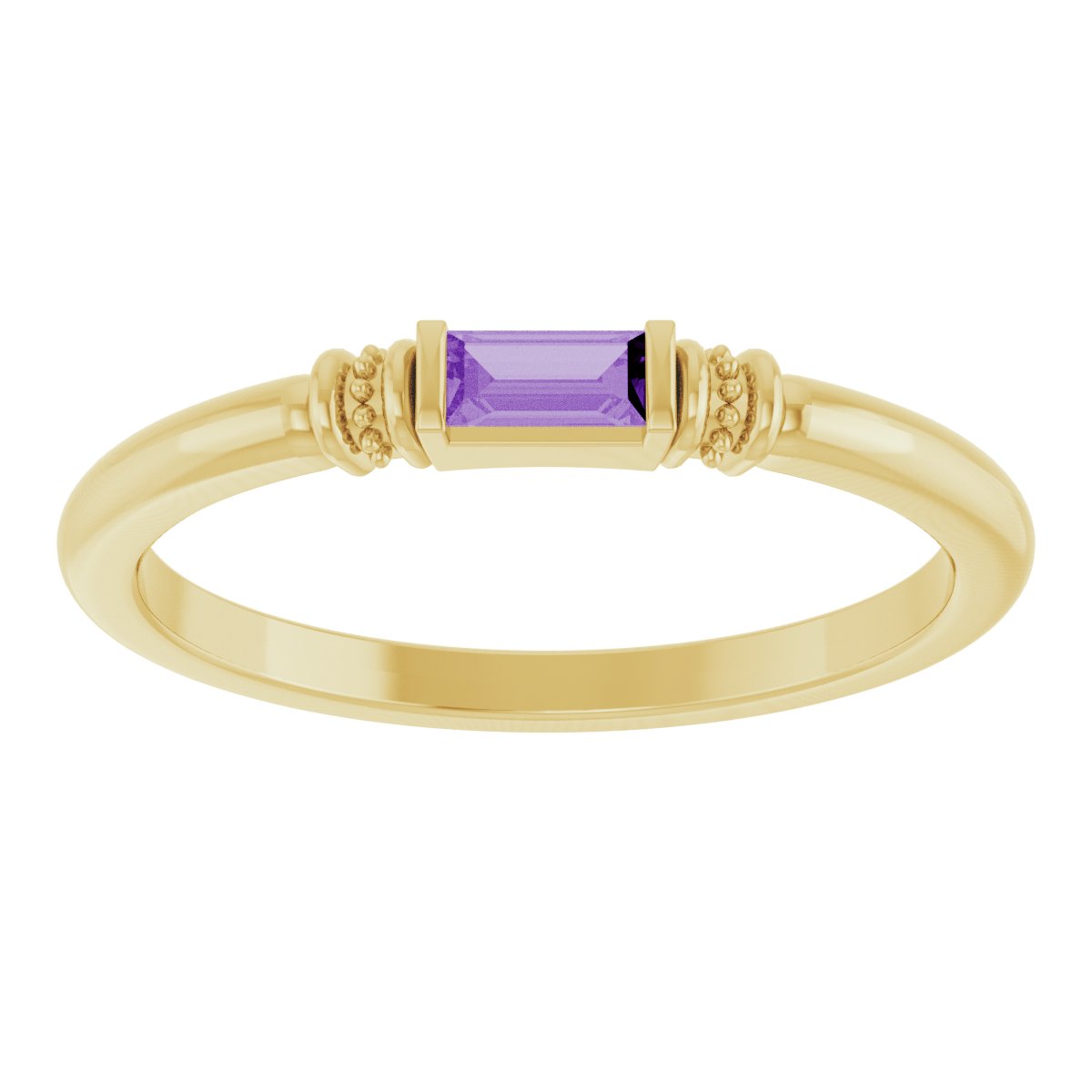 Lab-Grown Purple Sapphire Stackable Ring - Yellow Gold
