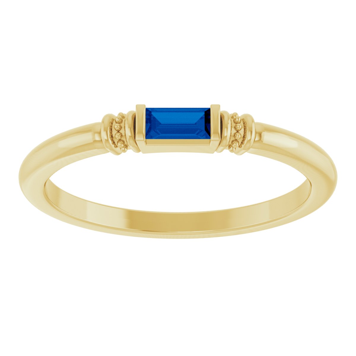 Lab-Grown Blue Sapphire Stackable Ring - Yellow Gold