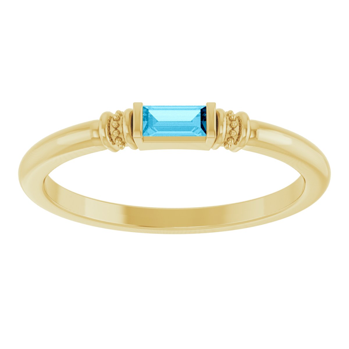 Lab-Grown Aqua Sapphire Stackable Ring - Yellow Gold
