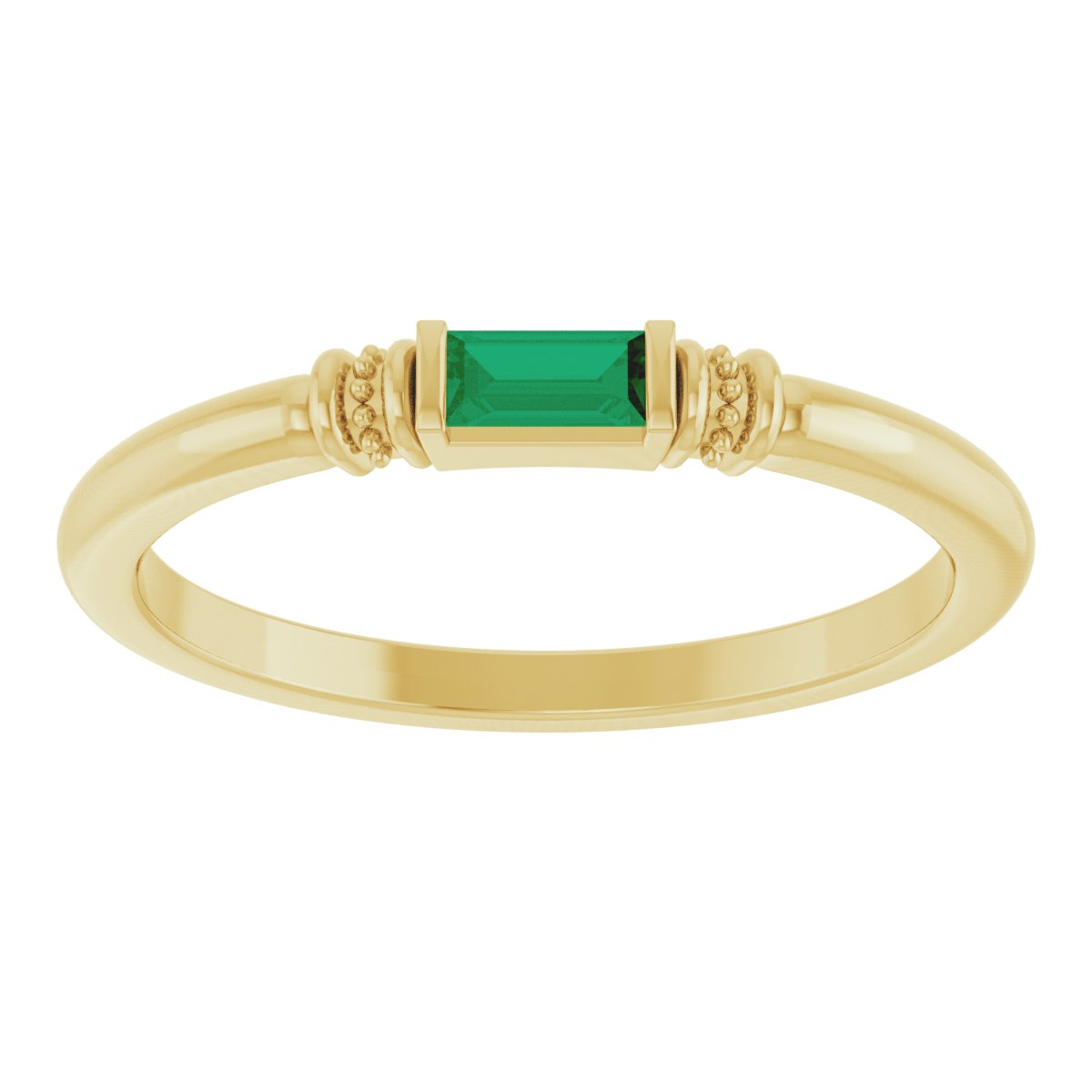 Lab-Grown Emerald Stackable Ring - Yellow Gold