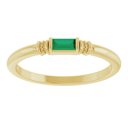 Lab-Grown Emerald Stackable Ring - Yellow Gold