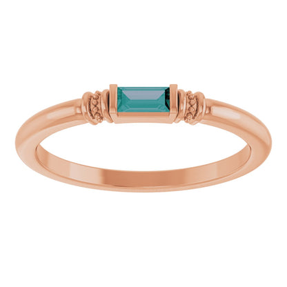 Lab-Grown Alexandrite Stackable Ring - Rose Gold