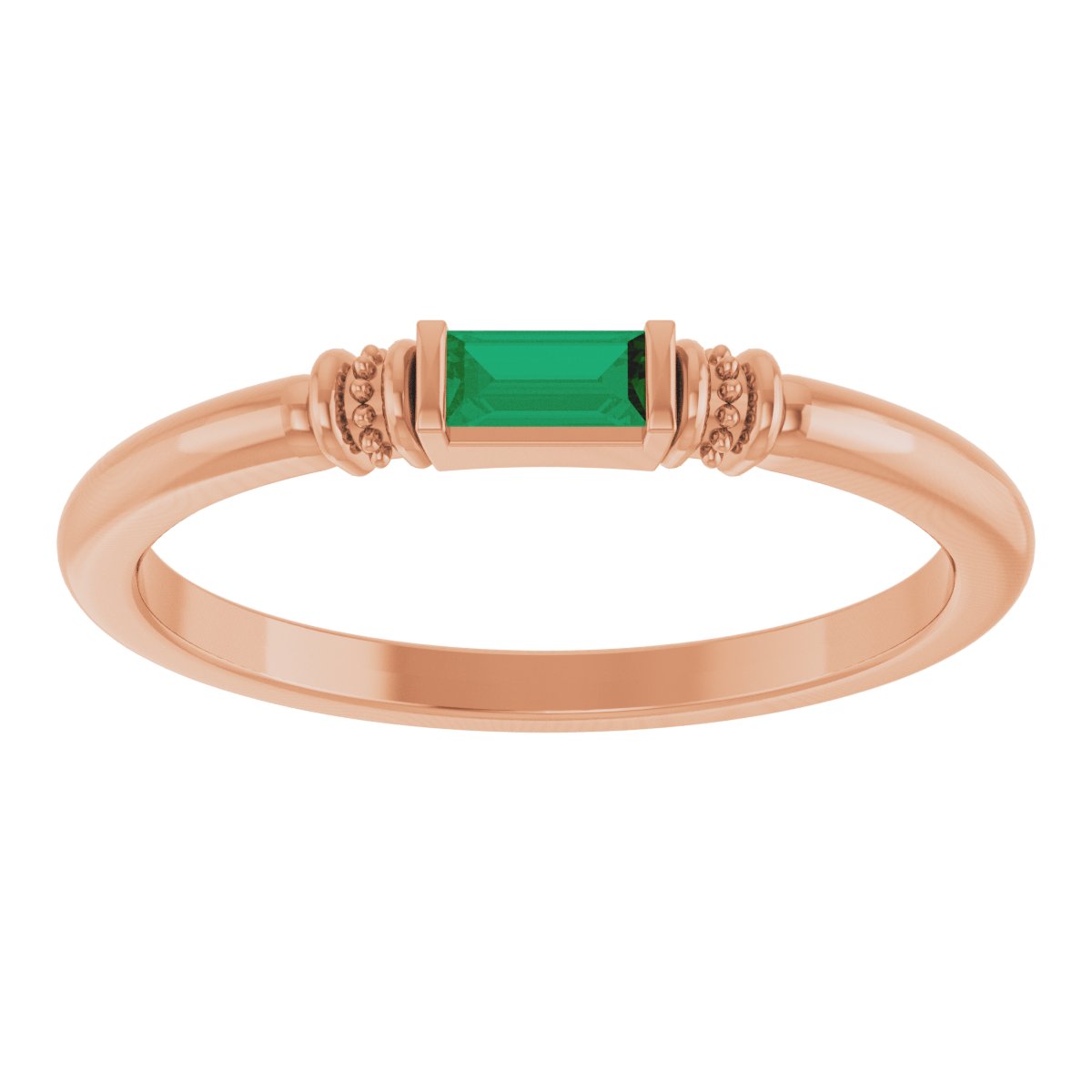 Lab-Grown Emerald Stackable Ring - Rose Gold