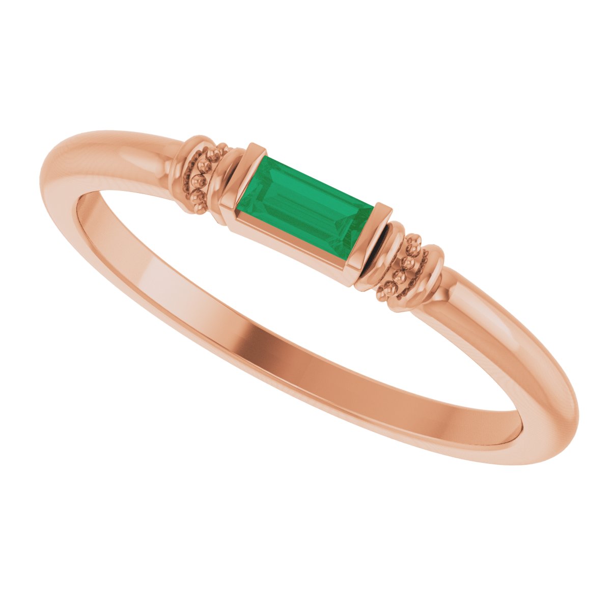 Lab-Grown Emerald Stackable Ring - Rose Gold