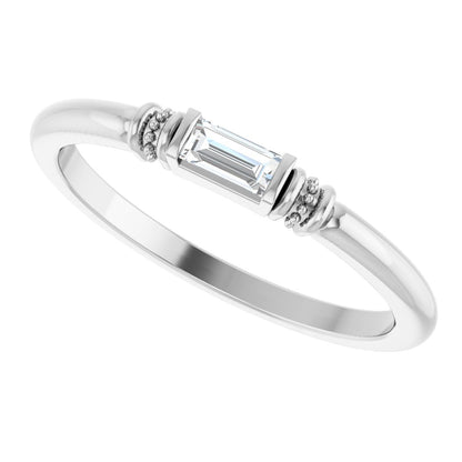 Lab-Grown Moissanite Stackable Ring - White Gold