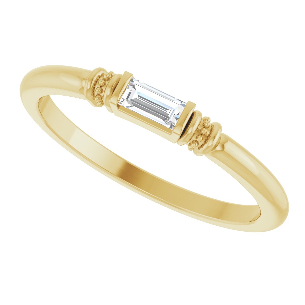 Lab-Grown Moissanite Stackable Ring - Yellow Gold